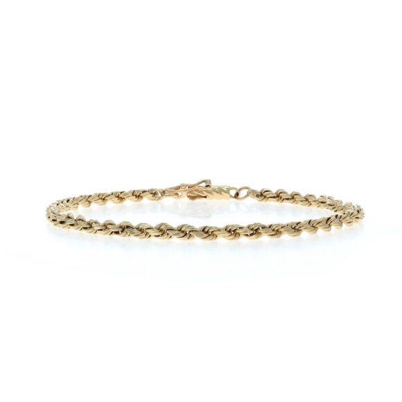 Yellow Gold Diamond Cut Rope Chain Bracelet 7" 14k - Picture 1 of 7